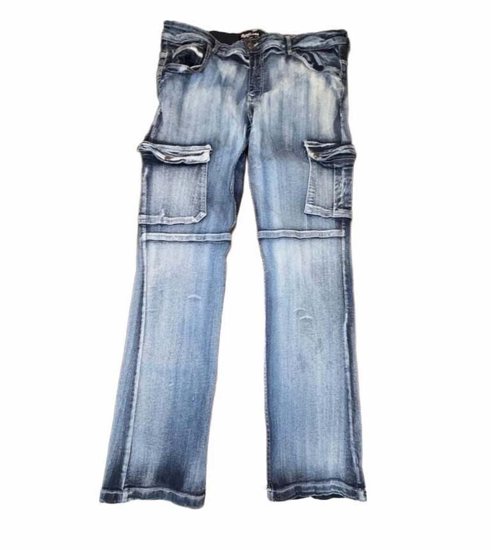 Y2K Cargo Ecko Unltd Denim Pants Blue Acid Wash Grunge Skinny